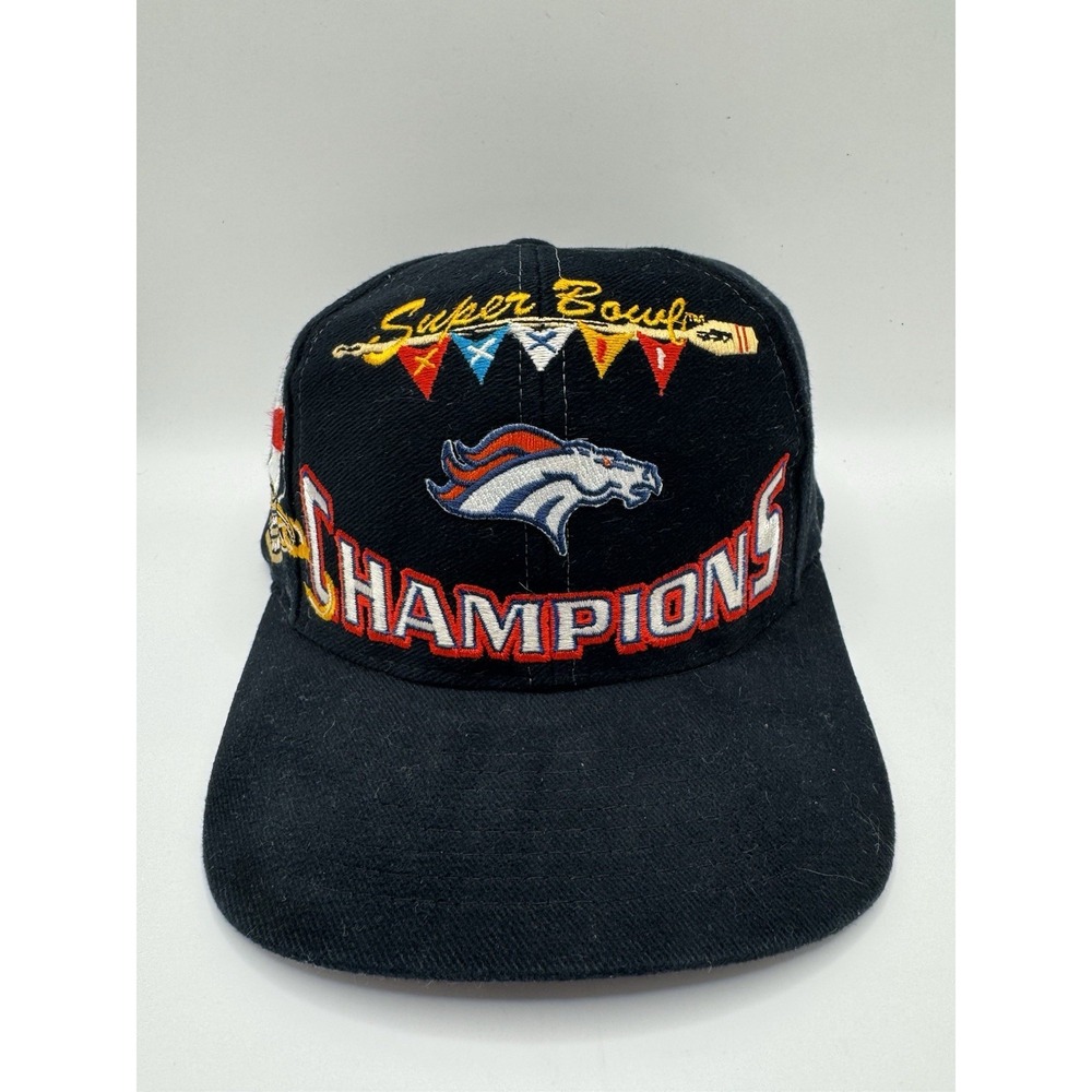 VTG 1998 Denver Broncos Super Bowl XXXII Champions Logo Athletic Snapback Hat